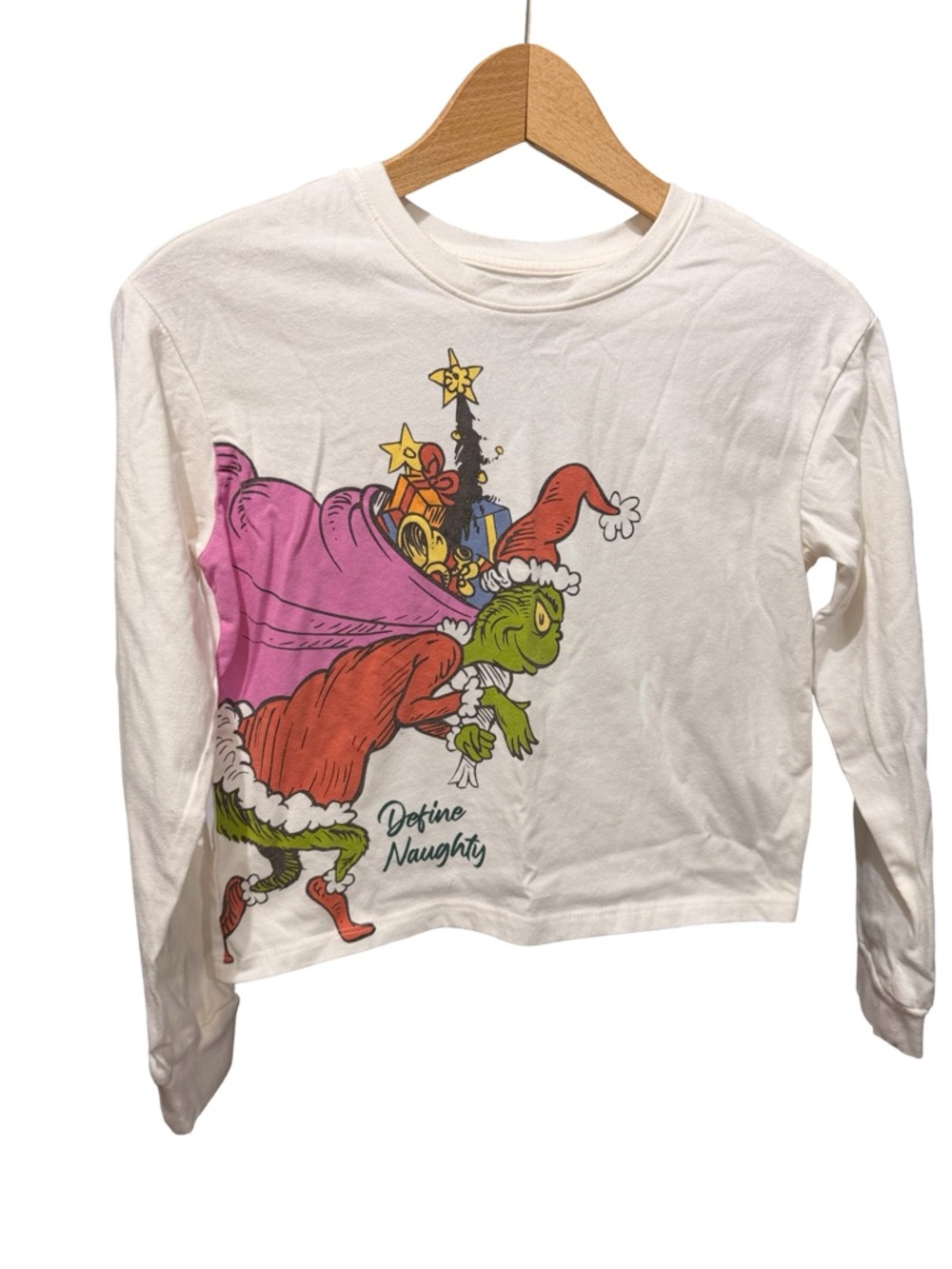 Dr. Seuss White Long Sleeve Tee with Green, Red, Pink, Yellow